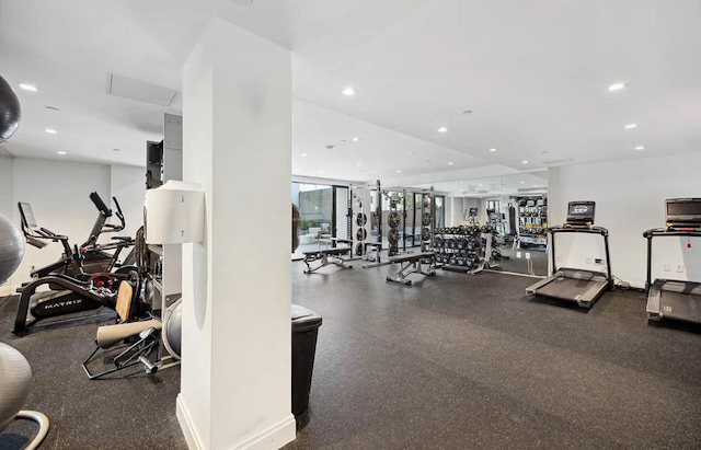 37-14 34th St Unit N-4C, New York City, NY 11101 - exercise room featuring recessed lighting