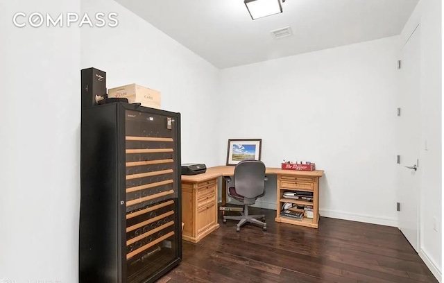 250 W St Unit 3F, New York City, NY 10013 - office featuring dark wood-style floors and baseboards