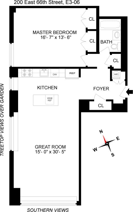 200 E 66th St Unit E306, New York City, NY 10065 - floor plan / room layout
