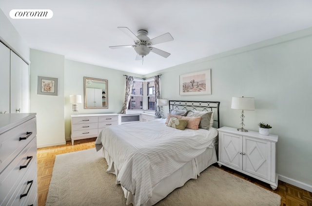 233 E 69th St Unit 6A, New York City, NY 10021 - bedroom featuring baseboards, a closet, and ceiling fan