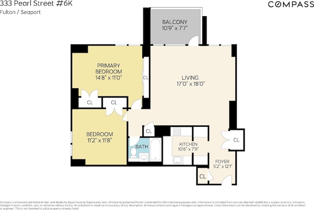 333 Pearl St Unit 6K, New York City, NY 10038 - view of home floor plan