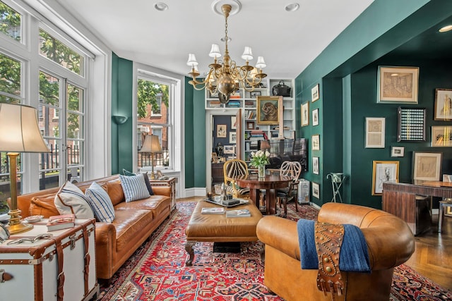 17 E 80th St Unit 6/3R, New York City, NY 10075 - living area with a chandelier, baseboards, recessed lighting, and wood finished floors