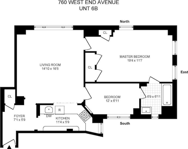 760 W End Ave Unit 6B, New York City, NY 10025 - view of room layout