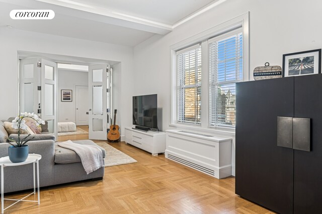 27 W 72nd St Unit 1615, New York City, NY 10023 - living area with beam ceiling