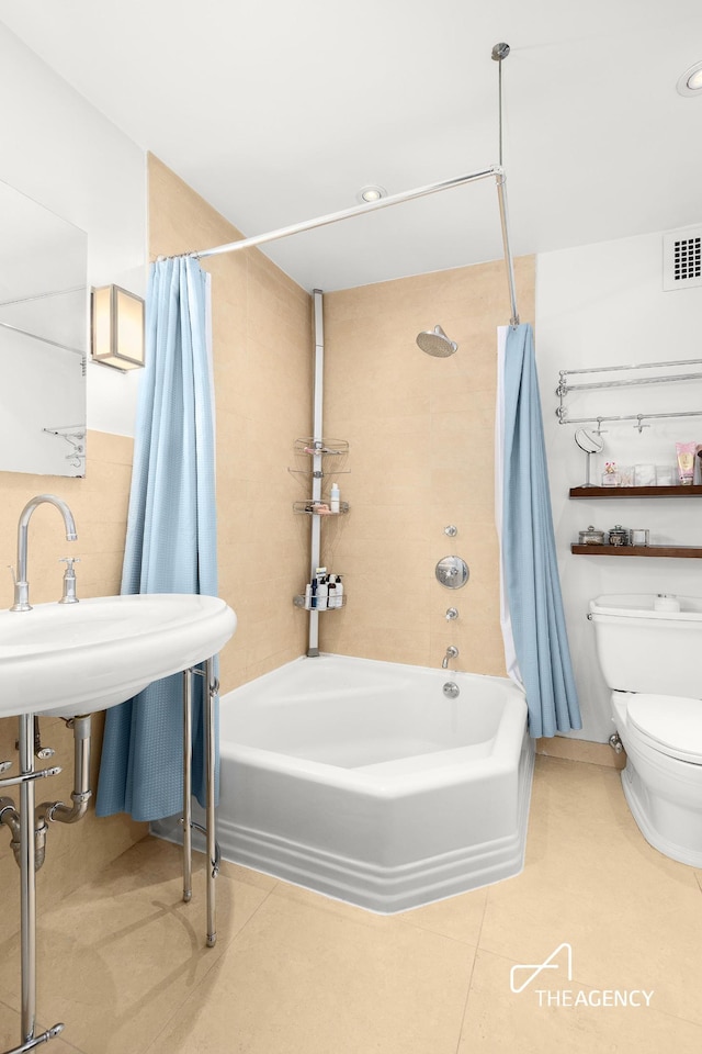 411 W 21st St Unit 3Flr, New York City, NY 10011 - full bathroom with shower / bathtub combination with curtain and tile patterned flooring