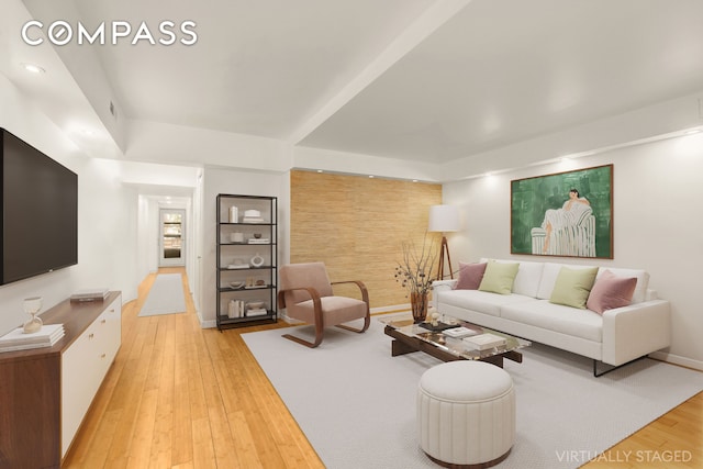 184 Clinton Ave Unit Garden1, New York City, NY 11205 - living room featuring light wood-type flooring and baseboards