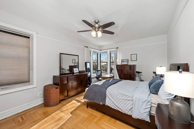 bedroom featuring a ceiling fan