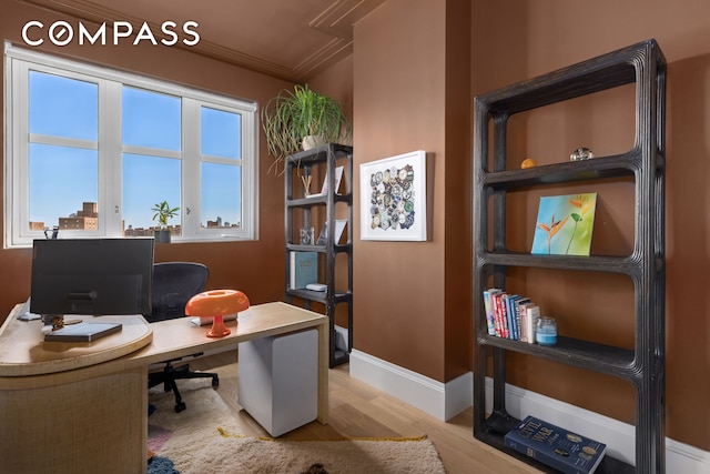 250 E 21st St Unit 10A, New York City, NY 10010 - office with wood finished floors, ornamental molding, and baseboards
