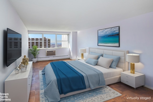 75 Henry St Unit 30K, New York City, NY 11201 - bedroom with a baseboard heating unit and a wall mounted air conditioner