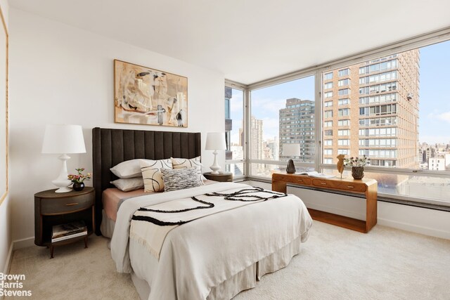 150 Columbus Ave Unit 18F, New York City, NY 10023 - bedroom with baseboards, carpet, and a city view