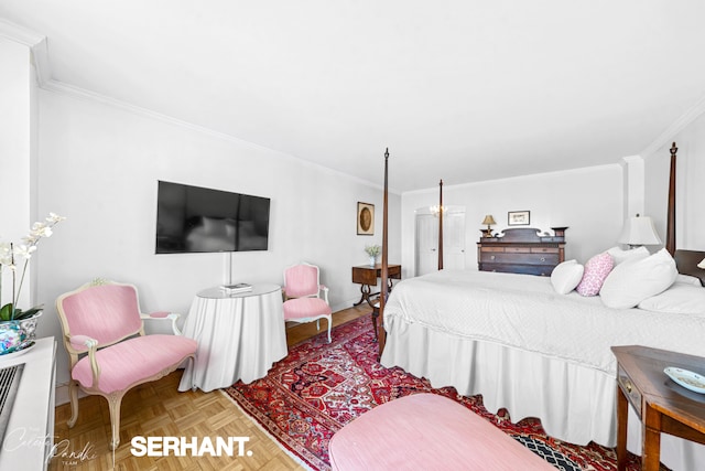 bedroom featuring ornamental molding