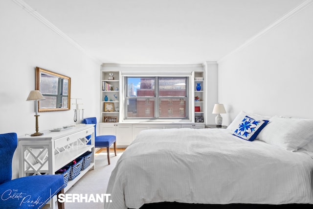 bedroom featuring crown molding