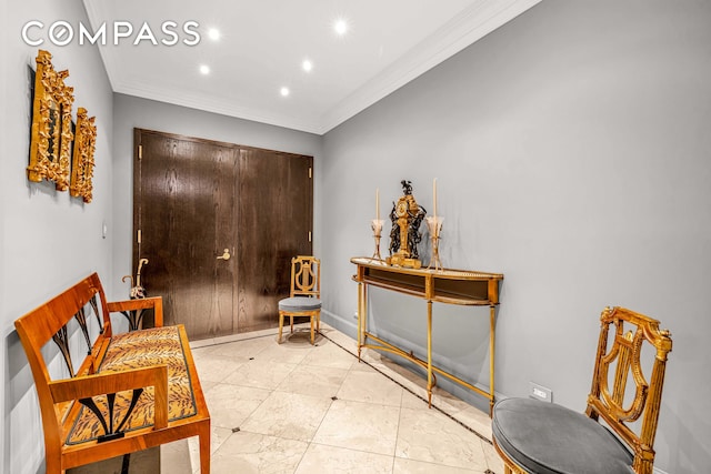 785 5th Ave Unit 3C, New York City, NY 10022 - living area with ornamental molding, recessed lighting, and baseboards