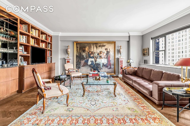 785 5th Ave Unit 3C, New York City, NY 10022 - living area with crown molding