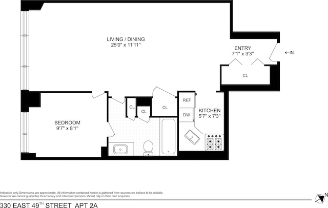 330 E 49th St Unit 2-A, New York City, NY 10017 - floor plan / room layout