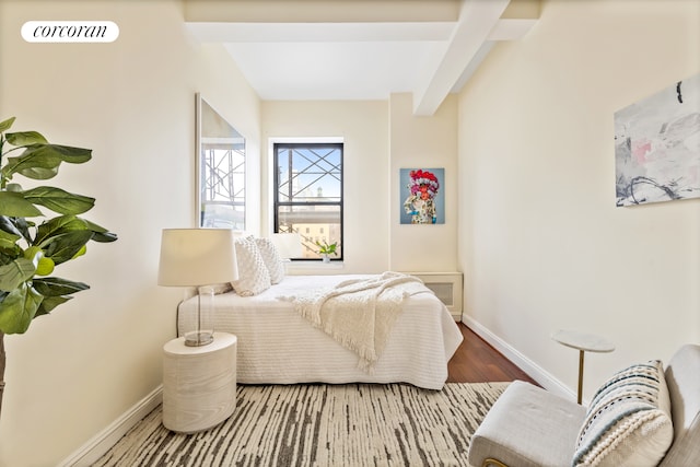 150 Joralemon St Unit 11D, New York City, NY 11201 - bedroom with wood finished floors and beamed ceiling