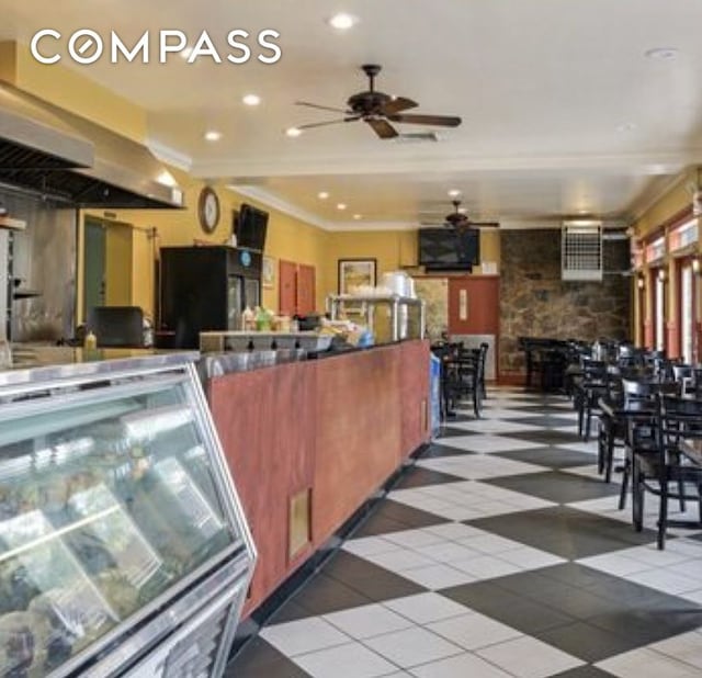 reception with ceiling fan
