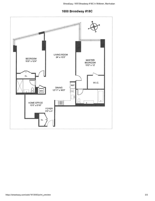 1600 Broadway Unit 18C, New York City, NY 10019 - property floor plan