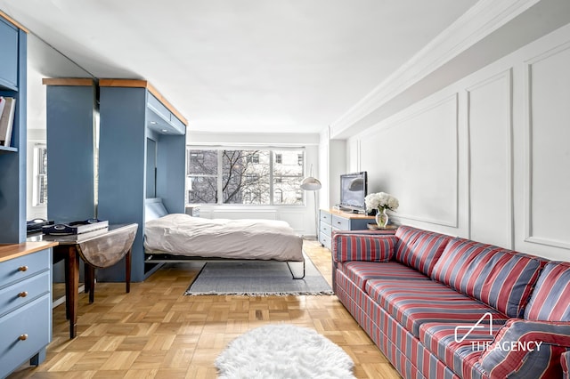 230 E 79th St Unit 4D, New York City, NY 10075 - bedroom with a decorative wall and crown molding