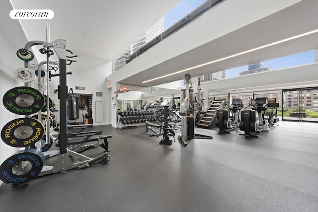 101 Warren St Unit 1720, New York City, NY 10007 - workout area with a high ceiling