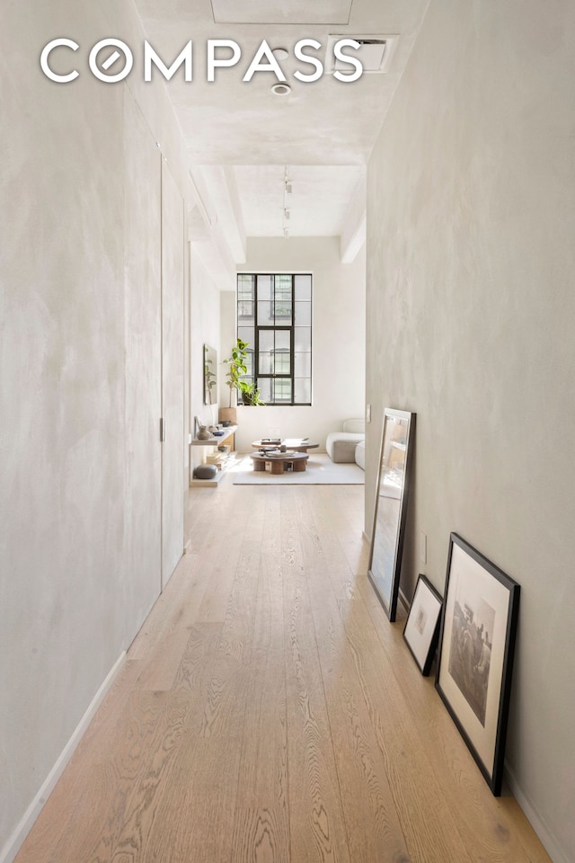 hall with light wood-style floors