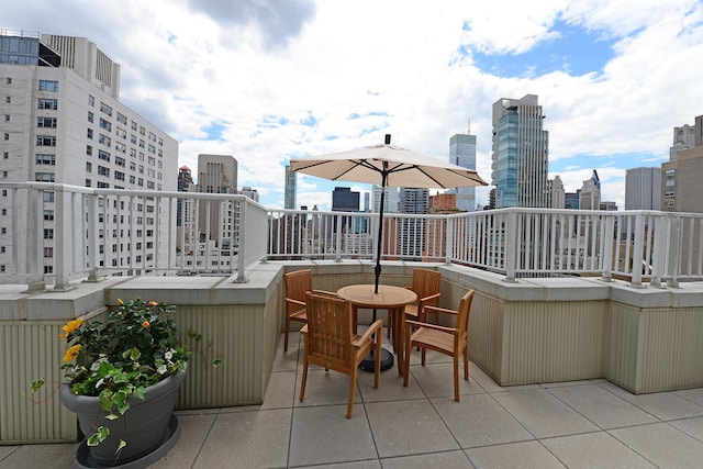 view of patio with a city view