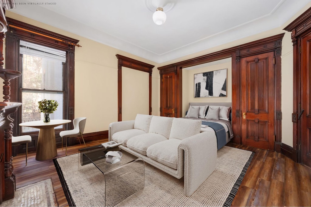 53 Montgomery Pl Unit 2R, New York City, NY 11215 - bedroom featuring dark wood-style floors and baseboards