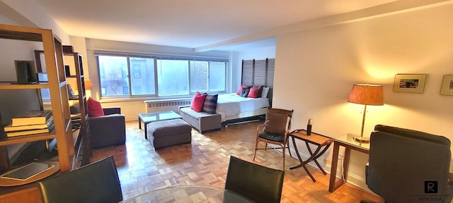 bedroom with radiator heating unit
