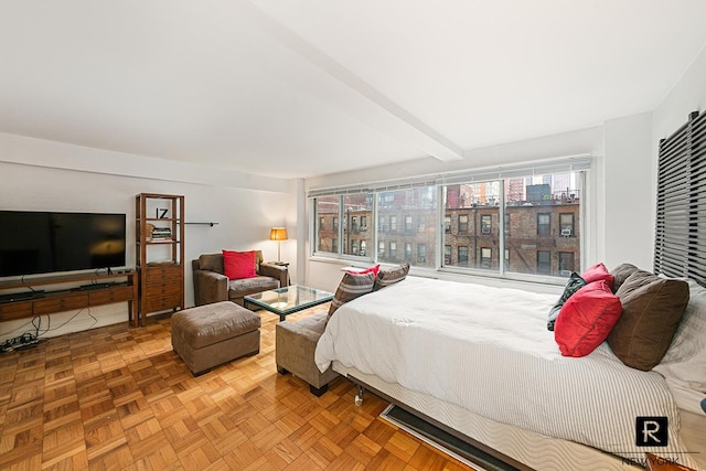 240 E 55th St Unit 5-C, New York City, NY 10022 - bedroom with beam ceiling