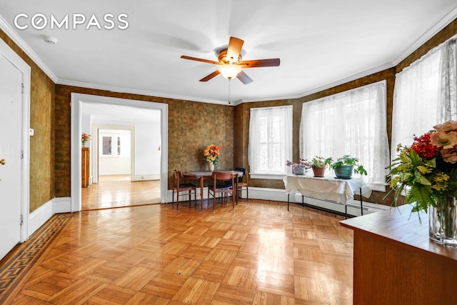 interior space with a baseboard heating unit