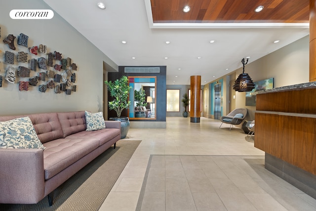 reception featuring recessed lighting