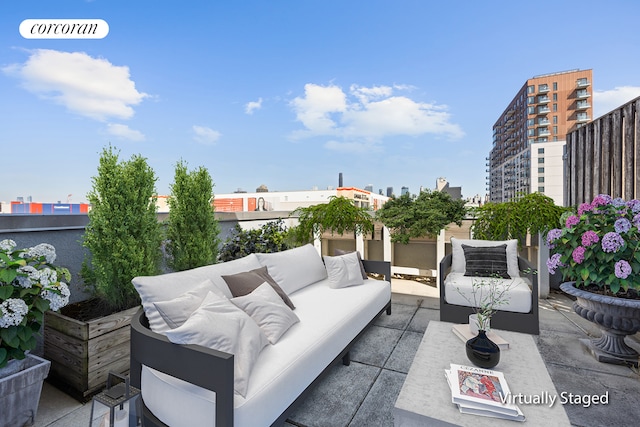 view of patio / terrace featuring an outdoor living space