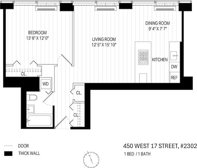 450 W 17th St Unit 2302, New York City, NY 10011 - floor plan / room layout