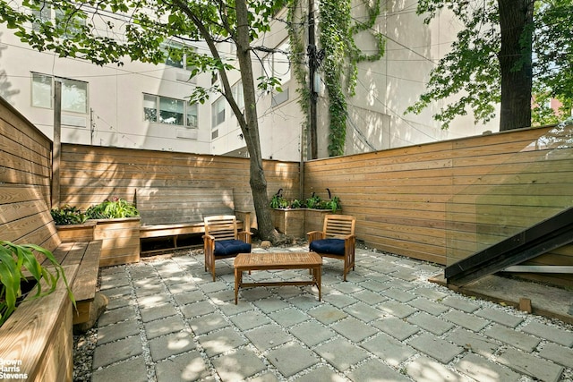 view of patio featuring a fenced backyard