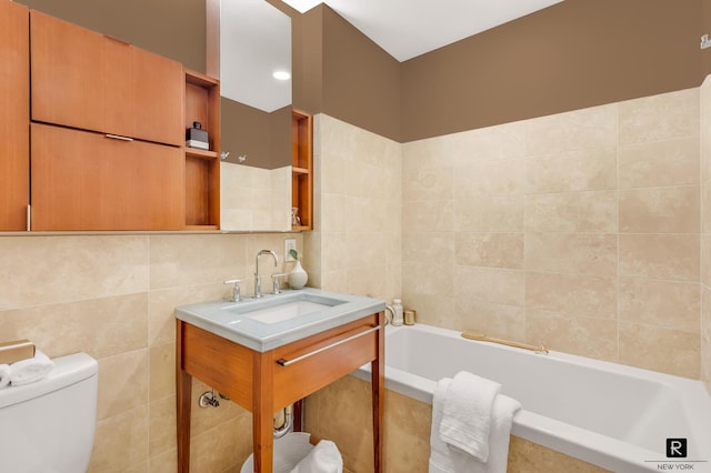 2 River Ter Unit 4-J, New York City, NY 10282 - full bath with tile walls and a sink