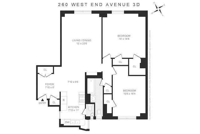 260 W End Ave Unit 3D, New York City, NY 10023 - floor plan / room layout