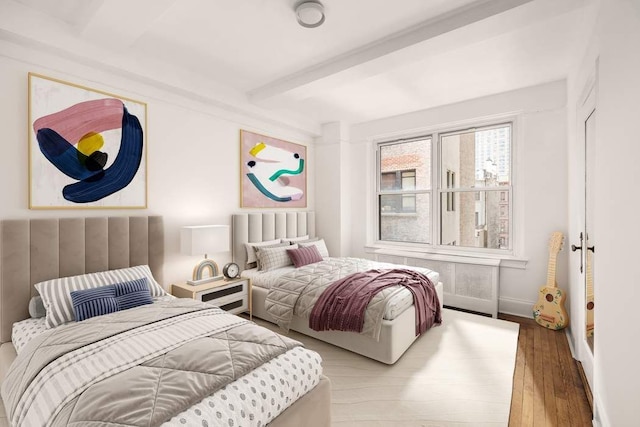 260 W End Ave Unit 3D, New York City, NY 10023 - bedroom with beam ceiling, wood finished floors, and baseboards