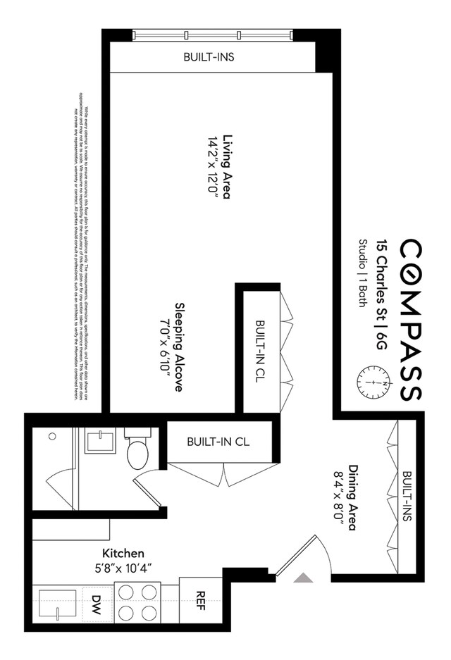 15 Charles St Unit 6G, New York City, NY 10014 - floor plan / room layout