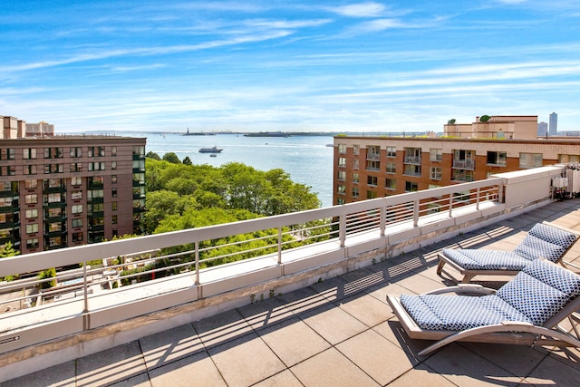 balcony with a water view