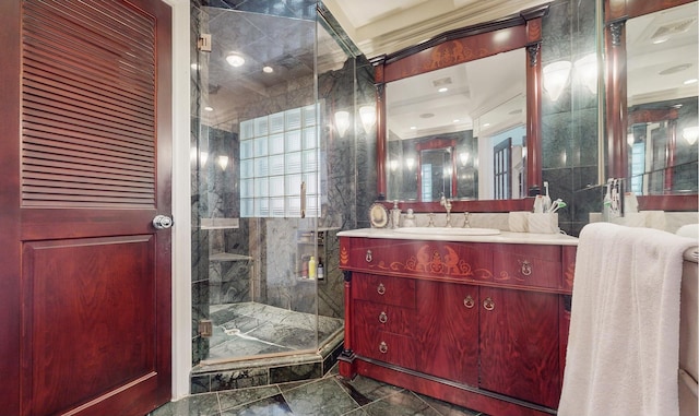 360 E 72nd St Unit A1706/1707, New York City, NY 10021 - bathroom with a stall shower and vanity