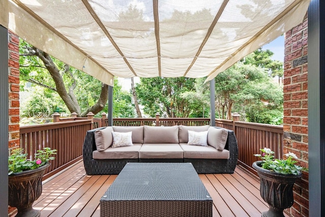 64-07 68th Ave, New York City, NY 11385 - deck featuring an outdoor living space and a pergola