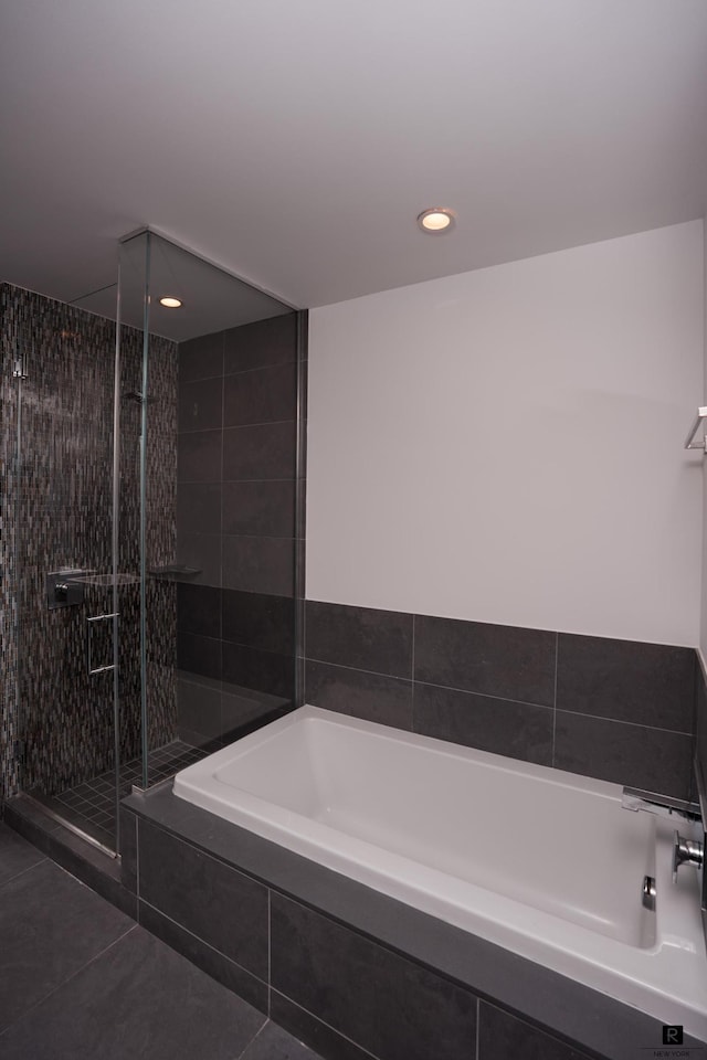 22 N 6th St Unit 20-D, New York City, NY 11249 - full bathroom with a bath, tile patterned flooring, a stall shower, and recessed lighting