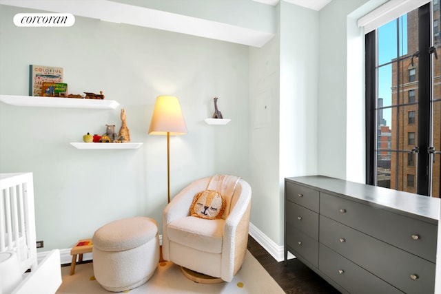 201 W 16th St Unit 12Dg, New York City, NY 10011 - bedroom featuring dark wood-type flooring and a crib