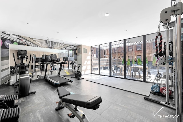302 E 96th St Unit 1403, New York City, NY 10128 - gym with floor to ceiling windows