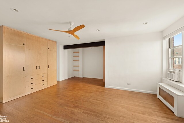 800 Grand Concourse Unit 6Tn, New York City, NY 10451 - unfurnished bedroom featuring radiator heating unit, light wood-type flooring, baseboards, cooling unit, and recessed lighting