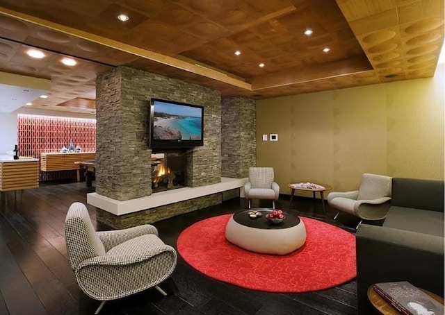 building lobby featuring wood ceiling