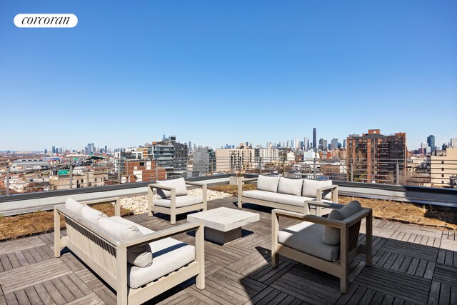 236 17th St Unit 6C, New York City, NY 11215 - wooden terrace with a skyline view and an outdoor hangout area