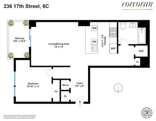 236 17th St Unit 6C, New York City, NY 11215 - floor plan / room layout