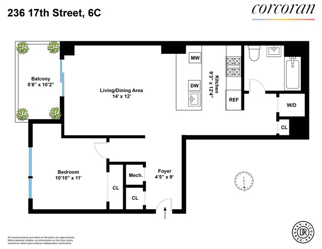 236 17th St Unit 6C, New York City, NY 11215 - floor plan / room layout