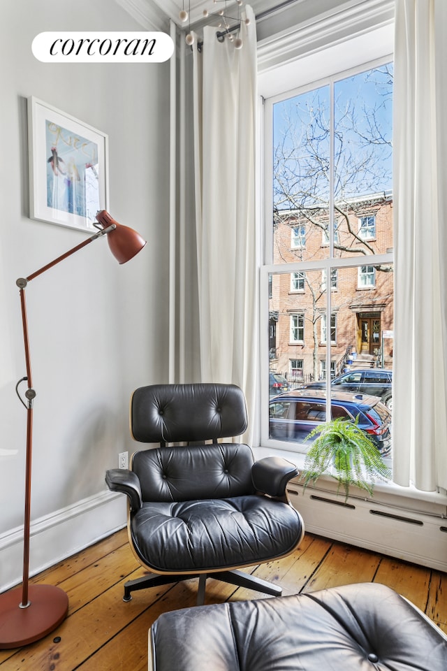 124 Kane St, New York City, NY 11231 - sitting room featuring wood-type flooring and baseboard heating